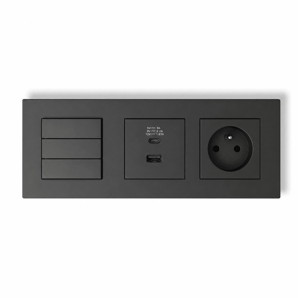 Panneau Tête de Lit Smart – Lumi Metal Series | 3 Boutons Dry Contact + Prise + USB – Image 1